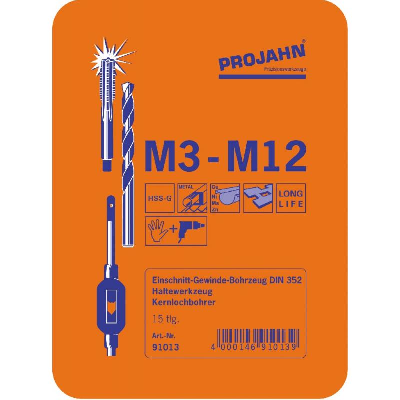 Projahn Gewinde Schneidzeug Satz HSS-G 40-teilig M3-M12 91009